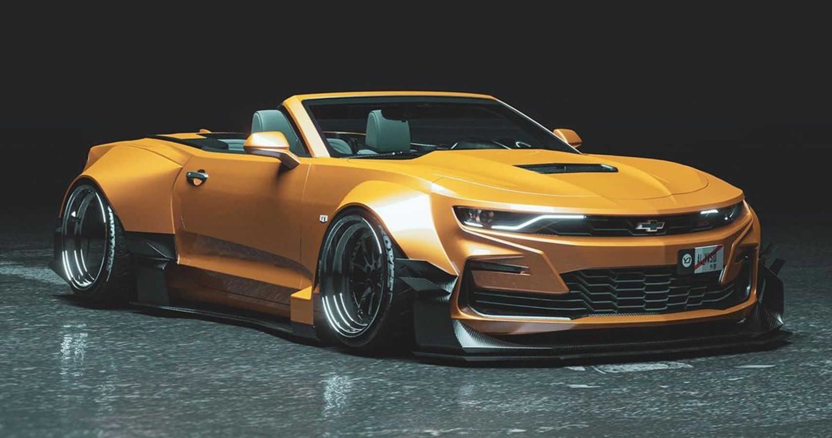 Rendered Camaro Convertible Boasts Radical Lowered And Widened Stance